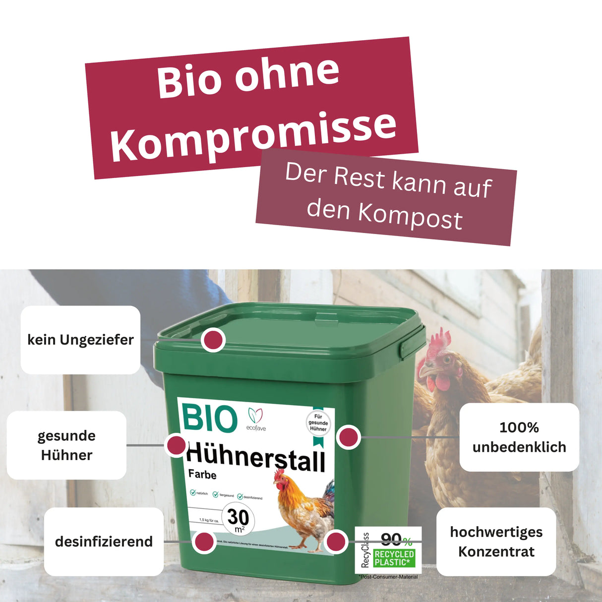 Hühnerstall-Farbe 1,5 kg (ca. 30 m²)